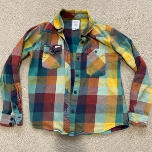 Topo Designs Multicolor Plaid Button-Down Shirt in Yellow, Green, Red, Blue